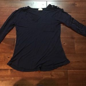 Long sleeve navy blue v neck